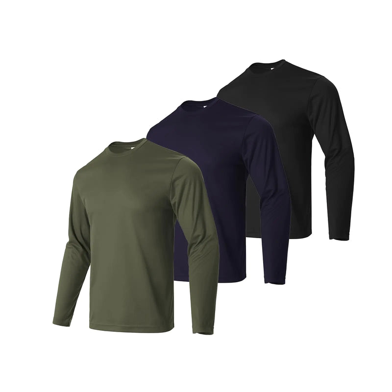 Facitisu 3-Pack Men’s Long Sleeve Workout T-Shirts