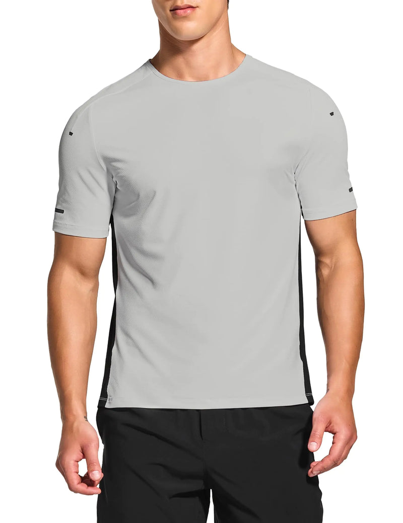 FLEXTECH Mens Quick Dry Workout Tee Shirt 3XL Light Grey